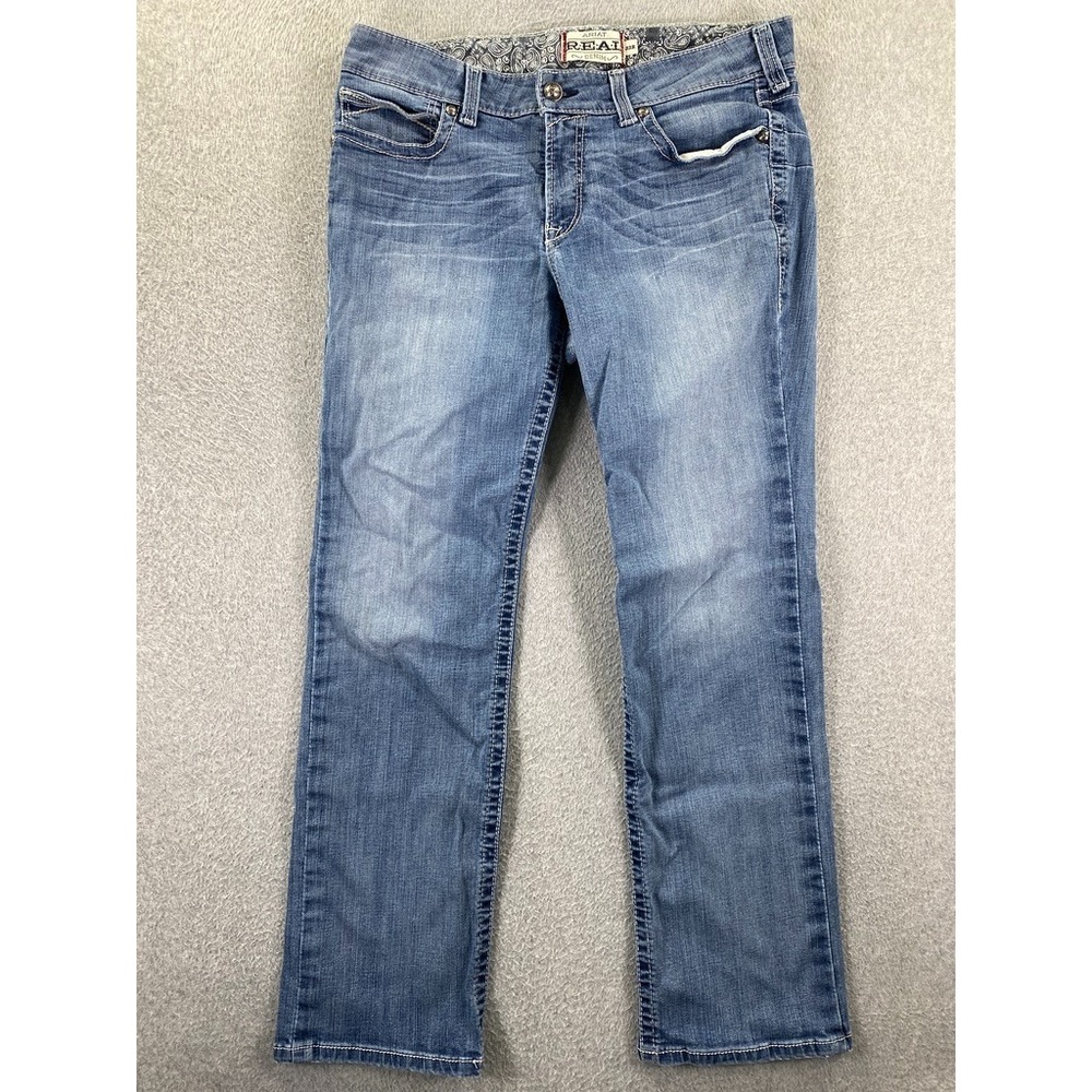 Ariat Real Denim Mid Rise Straight Jeans Size 33 Stretch Western Cowgirl (35x31)